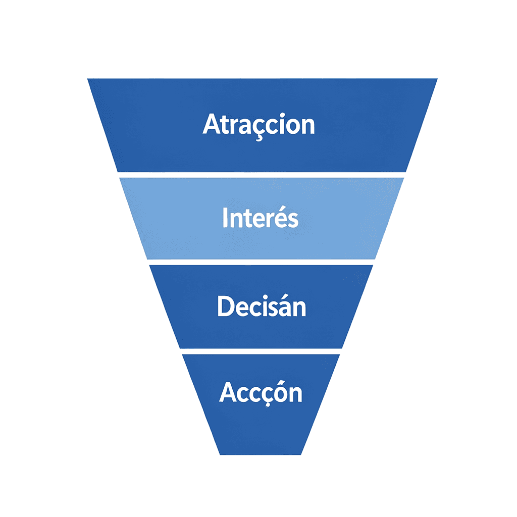 Diagrama conceptual sobre cómo crear un embudo de ventas digital paso a paso