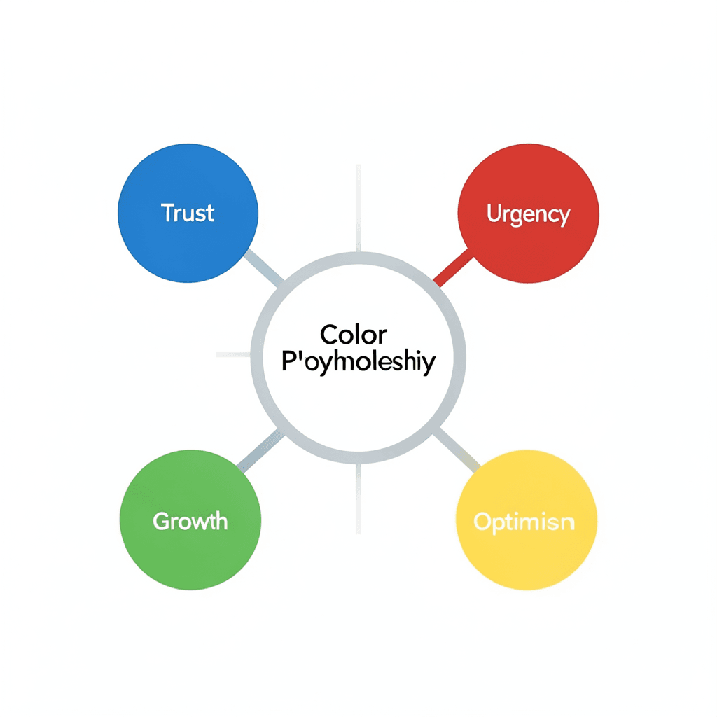 Diagrama sobre la psicología del color aplicada al diseño web y sus emociones