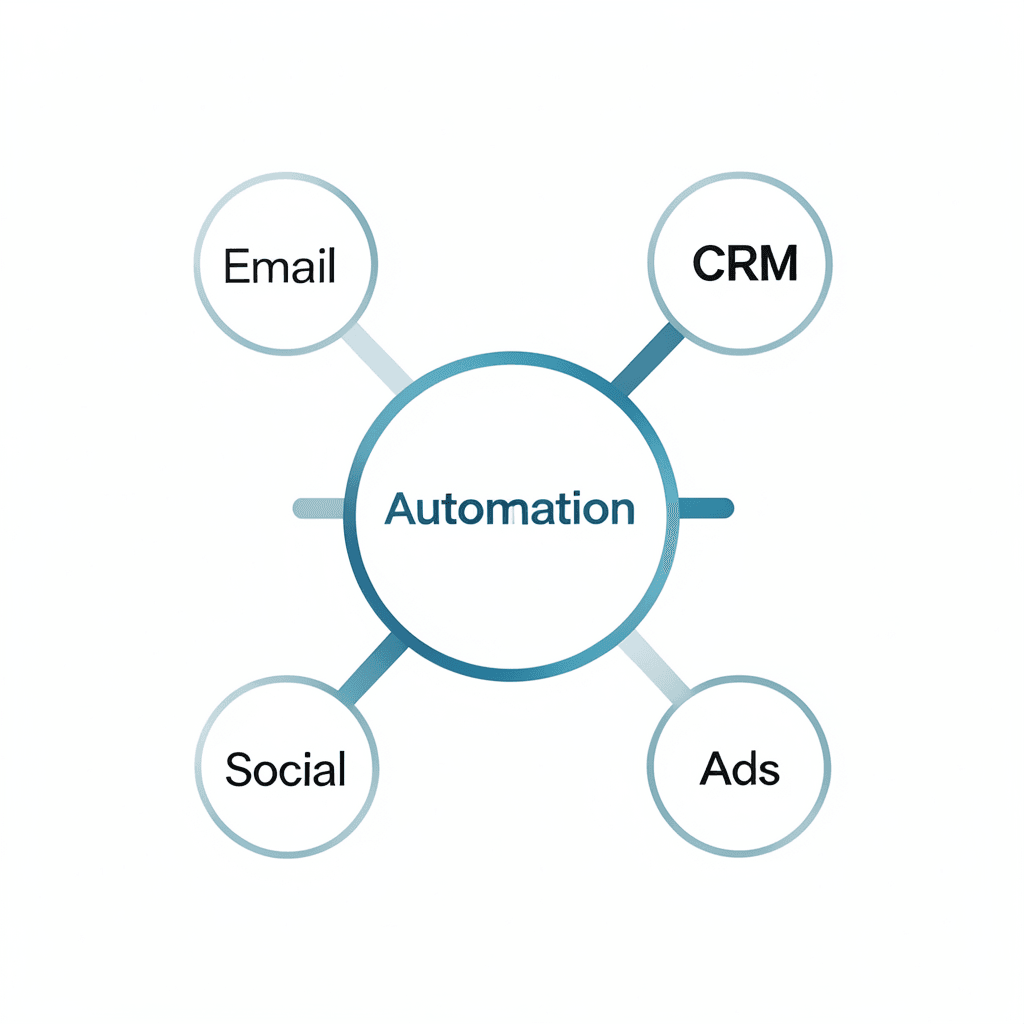 Diagrama profesional sobre cómo automatizar procesos de marketing digital